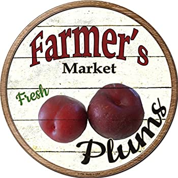 【中古】【輸入品・未使用】SMART BLONDE Farmers Market プラム ノベルティ メタル円形サイン C-755