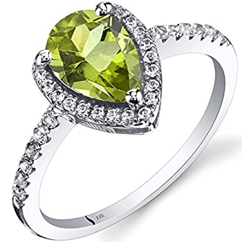 【中古】【輸入品・未使用】14?KホワイトゴールドペリドットオープンHaloリングPear Shape 1.25カラットサイズ5?to 9