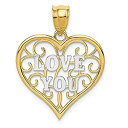 【中古】【輸入品・未使用】14?KイエローゴールドとホワイトロジウムフィリグリーLove Youペンダント、18?mm