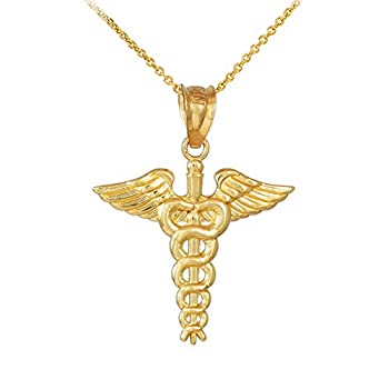 【中古】【輸入品・未使用】14?KゴールドCaduceusチャームペンダントネックレス ゴールド