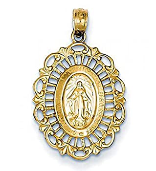 【中古】【輸入品・未使用】14?KイエローゴールドMedium Scalloped Ovalメダイカットアウトペンダント2..