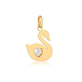 【中古】【輸入品・未使用】Carol Jewelry 18k ソリッド イエローゴールド 白 人工キュービックジルコニア ハートペンダント ネックレス 女性用 ティーン用