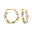 【中古】【輸入品・未使用】Ross-Simons 14kt ツートーン ゴールド ツイスト フープ イヤリング 5/8インチ