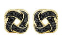 【中古】【輸入品・未使用】Aria Jewels カラー強化ブラック天然ダイヤモンドアクセント ラブノットスタッドイヤリング スターリングシルバー 女性用 (1/10カラット)