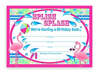 Flamingo Party Invitations - 10 Invitations 10 Envelopes