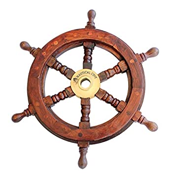 【中古】【輸入品・未使用】 30cm Diameter - Nautical Cove Wooden Ship Wheel 30cm Pirate Decor%カンマ% Ships Wheel for Home%カンマ% Boats%カンマ% and Walls