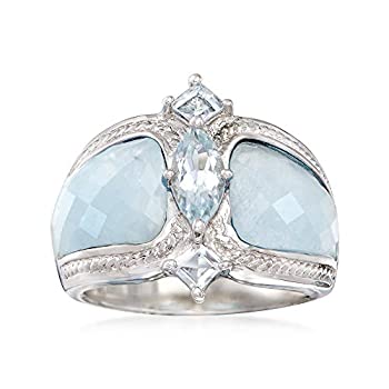 【中古】【輸入品・未使用】ross-simonsミルキーアクアマリンと.85?CT t.w.ブルーアクアマリンリングでスターリングシルバー