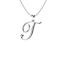 【中古】【輸入品・未使用】Diamond Diamond Natural and Certified Tイニシャルネックレス 925スターリングシルバー チェーン付きペンダント(4)