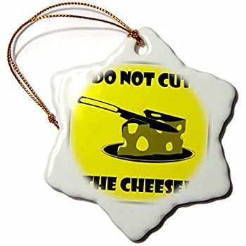 【中古】【輸入品・未使用】3dRose orn_18085_1 Do Not Cut The Cheese イエローサイン 磁器スノーフレ..