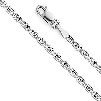 【中古】【輸入品・未使用】(ザワールドジュエリーセンター) The World Jewelry Center14金ホワイトゴールド ソリッド2mmヴァレンティノスター エッジダイヤモンドカットチ