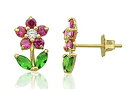 【中古】【輸入品・未使用】14K イエローゴールド キュービックジルコニア スモール デイジー フラワー スタッド イヤリング - 0.39インチ