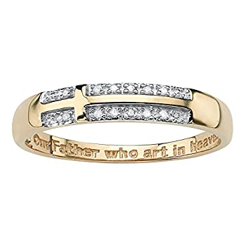 【中古】【輸入品・未使用】14?KイエローゴールドoverスターリングシルバーダイヤモンドアクセントSideways Cross Ring