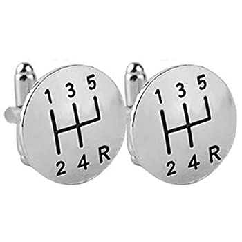 【中古】【輸入品・未使用】Gear Shift Cufflinks???車オート5スピードギアスティックシルバーカフスボ..