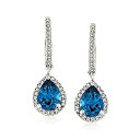 【中古】【輸入品・未使用】Ross-Simons 2.70 ct. t.w. ロンドンブルーとホワイトトパーズドロップイヤリング スターリングシルバー