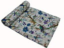 【中古】【輸入品・未使用】V Vedant Designs インド風パラダイスの鳥プリント クイーンサイズ カンタキルト カンタブランケット ベッドカバー キン...