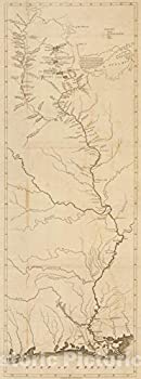 【中古】【輸入品・未使用】歴史的な地図 - ウィネペグ湖からメキシコ湾まで、ミシシッピ川と環境の地図 1828年 Giacomo Beltrami - ビンテージウォールアート 24インチ x 6