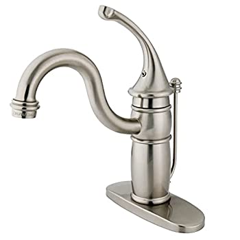 Kingston Brass KB1408GL Single Handle Mono Deck Lavatory Faucet with Retail Pop-up & Optional Deck Plate
