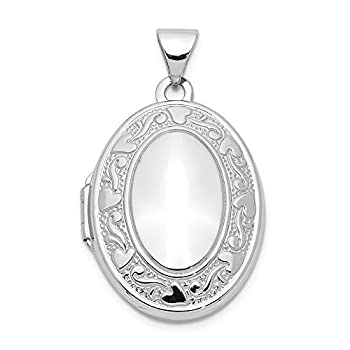 【中古】【輸入品・未使用】Royローズジュエリー14?Kホワイトゴールドオーバルロケット30?x 21?mm