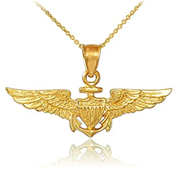 【中古】【輸入品・未使用】ソリッド14?KゴールドUS Naval Aviator翼ペンダントネックレス ゴールド