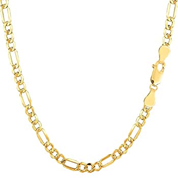 šۡ͢ʡ̤ѡ10k Yellow Gold Hollow Figaro Chain Necklace%% 3.5mm%...