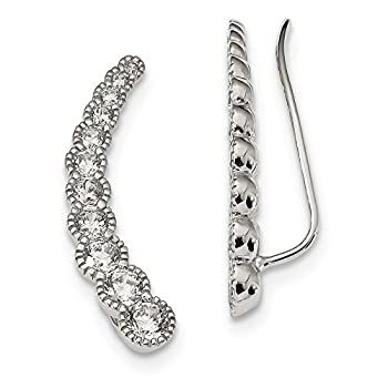 【中古】【輸入品・未使用】5?x 27?mm ( 1?1?/ 16インチ)スターリングシルバーJourney CZ Ear Climber Earrings