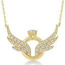 【中古】【輸入品・未使用】Gelin女性14カラット純金のリングエンジェルウィングペンダントチェーンネックレスキュービックジルコニア付き - 誕生日のための認定ファインジ