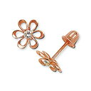 【中古】【輸入品・未使用】Jewelryweb ソリッド 14k ローズゴールド キュービックジルコニア S オープンデイジーフラワー スクリューバックピアス ...