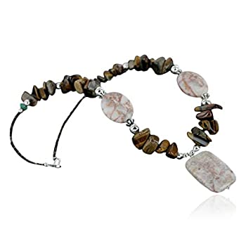 【中古】【輸入品・未使用】Large $ 290?Authentic Made by Charlene Little Navajoシルバー自然Tigers Eye Jasper Turquoisネイティブアメリカンネックレス