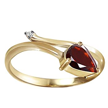 【中古】【輸入品・未使用】K14 Solid Gold Ring with Natural Garnet size 6.5