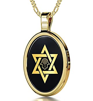 【中古】【輸入品・未使用】Jewish Star of DavidハムサネックレスwithヘブライPsalm 91?: 11内接24?Kゴールドonオニキスストーンペンダント、18?%ダブルクォーテ%???NanoStyleジ 【中古】【輸入品・未使用】Jewish Star of DavidハムサネックレスwithヘブライPsalm 91?: 11内接24?Kゴールドonオニキスストーンペンダント、18?%ダブルクォーテ%???NanoStyleジ