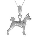 【中古】【輸入品・未使用】925スターリングシルバー犬ネックレスチャームペンダント18インチチェーン、3d Basenji Textured(4)