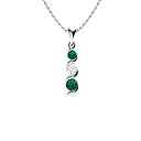 【中古】【輸入品・未使用】Diamondere 天然と認定されたダイヤモンドと宝石 3石 プチネックレス 14K ホワイトゴールド | 0.19カラットペンダント チェーン付き