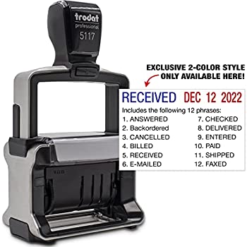 【中古】【輸入品・未使用】Trodat 5117 プロフェッショナル 12メッセージ スタンプ 日付付き セルフインク ブルー/レッド 2色インク