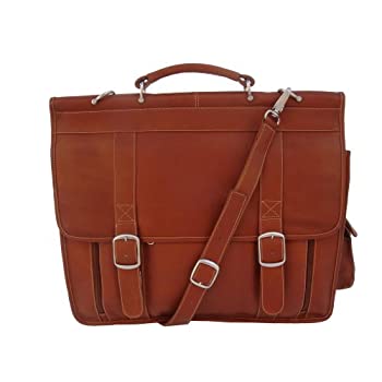 【中古】【輸入品・未使用】Piel Leather 2368 European Briefcase - Saddle