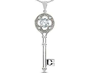 【中古】【輸入品・未使用】STAR K 14?KTホワイトゴールドKey to My Heartクローバーキーペンダントネックレス 【中古】【輸入品・未使用】STAR K 14?KTホワイトゴールドKey to My Heartクローバーキーペンダントネックレス