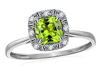 【中古】【輸入品・未使用】STAR K 10?Kホワイトクラシッククッションカットペリドットデザイナーハローリング10金ゴールド