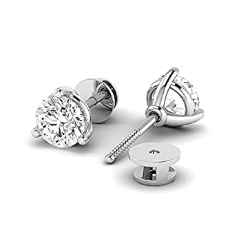 【中古】【輸入品・未使用】スタッドピアス 0.3〜4カラット モアッサナイト スタッドイヤリング (ラウンドブリリアント) 純金 & 925スターリングシルバー(GH/VVS) レディー