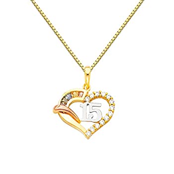 【中古】【輸入品・未使用】14K ツートーンゴールド 15 Anos CZ ペンダント 0.8mm ボックスチェーンネックレス%カンマ% 14Kゴールド%カンマ% キュービックジルコニア 【中古】【輸入品・未使用】14K ツートーンゴールド 15 Anos CZ ペンダント 0.8mm ボックスチェーンネックレス%カンマ% 14Kゴールド%カンマ% キュービックジルコニア