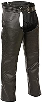 【中古】【輸入品・未使用】イベント バイカー レザー メンズ バッファロー スプリット レザー プレーン ライン チャップス (ブラック、4XL)
