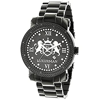 【中古】【輸入品・未使用】Designer Large Watches : Luxurman Phatomブラックダイヤモンド腕時計メンズの0.12?CT