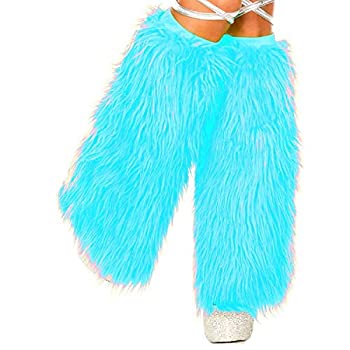 【中古】【輸入品 未使用】MUSIC LEGS(ミュージックレッグ)FAUX FUR LEG WARMERS フェイクファー レッグウォーマー TURQUOISE 5535