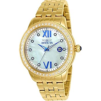 【中古】【輸入品・未使用】Invicta 23662?Women 's Angel Crystal Accented Bezel MOPダイヤルイエローゴールドスチールブレスレット腕時計