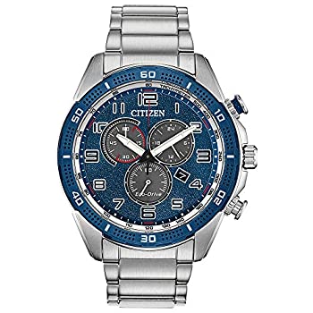 【中古】【輸入品・未使用】Citizen Men's Steel Bracelet & Case Eco-Drive Blue Dial Chronograph Watch AT2440-51L