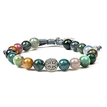 【中古】【輸入品・未使用】My Saint My Hero 幸運のパワーブレスレット - 瑪瑙の宝石とシルバートーンのメダル付き