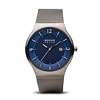 楽天スカイマーケットプラス【中古】【輸入品・未使用】Bering 14440-007 Men's Solar Blue Dial Grey Mesh Bracelet Watch