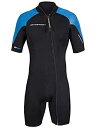 yÁzyAiEgpz(5X-Large) - Men's Thermoprene Pro Wetsuit 3mm Front Zip Shorty Black/Blue