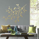 【中古】【輸入品・未使用】Gold Branch Peel And Stick Giant Wall Decals With 3D Leaves