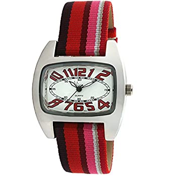 【中古】【輸入品・未使用】VivaシルバートーンレッドNumber DialマルチカラーグログランStrap Watch # v2390rd
