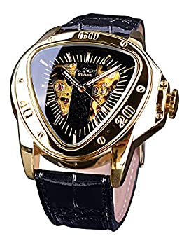 【中古】【輸入品・未使用】Winner ファッション機械式腕時計 三角形レーシングダイヤル ゴールドスケ..