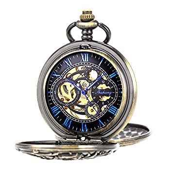 【中古】【輸入品・未使用】SIBOSUN 懐中時計 メカニカル スケルトン ローマ数字 スチームパンク ダブルケース フォブウォッチ メンズ レディース チェーン付き ブロンズブ 【中古】【輸入品・未使用】SIBOSUN 懐中時計 メカニカル スケルトン ローマ数字 スチームパンク ダブルケース フォブウォッチ メンズ レディース チェーン付き ブロンズブ